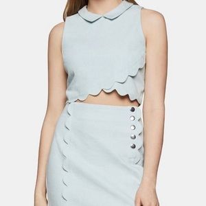 BCBG Generation scalloped denim crop top - size 6